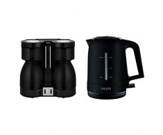 Krups KT8501 Doppel-Kaffeeautomat Duothek Thermo, schwarz & BW2448 Wasserkocher Pro Aroma, 1,6 L, 2,400 W mit beleuchtetem Ein-/Ausschalter, schwarz