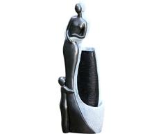 Dehner Gartenbrunnen Family mit LED Beleuchtung, ca. 120 x 42.5 x 27 cm, Polyresin, grau