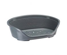 Ferplast Kunststoff Haustierkorb für Hunde und Katzen Siesta Deluxe 6, Tierkorb, Lüftungsschlitze im Boden, Rutschfest, Komfortabler hoher Rand auch als Kinnstütze, 70,5 x 52 x H 23,5 cm, grau