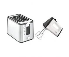 Krups KH442D10 Control Line Premium Toaster mit 6 Bräunungsstufen (720 Watt) edelstahl/schwarz & GN5021 Handmixer mit Turbostufe (500 Watt, 3 Mix 5500, Turbo-Quirle) weiß/schwarz