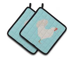 Carolines Treasures BB8098PTHD Common Strauß blau kariert dekorierter Topflappen, 19,1 x 19,1 cm, mehrfarbig Hühner - Leghorn 7.5HX7.5W blau