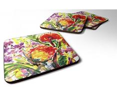 Caroline s Treasures 6042 FC Blume Schaumstoff Untersetzer (4 Stück), 8,9 cm H x 8,9 cm W, multicolor