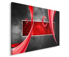 Feeby, Wandbild - 1 Teilig - 50x70 cm, Leinwand Bild Leinwandbilder Bilder Wandbilder Kunstdruck, ABSTRAKTION, KOMPOSITION, ROT, GRAU