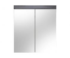 Trendteam Badezimmer Wandspiegel Miami Maine, 72 x 79 x 17 cm in Sardegna Rauchsilber Dekor mit viel Stauraum