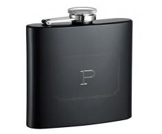 Visol Products Raven Thermoskanne mit Initialgravur, 170 ml, Buchstabe P, Mattschwarz