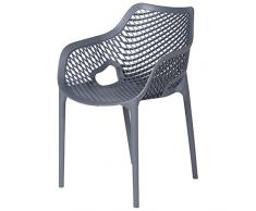 Garden Impressions Dinner Stuhl, Garten und BalkonSTEEL-XL 4 Stück im Liefeumfang, dunkelgrau, 60x57x81 cm, 33142