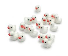 Armena Mini Tierfiguren 20 Enten Garten Ornamente 1.2x1.75cm, weiß