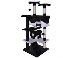 dibea KB00308 Kratzbaum - Kletterbaum für Katzen (Höhe 130 cm), schwarz/weiß