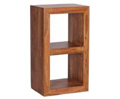 Wohnling Standregal Massivholz Sheesham 88 cm hoch 2 Böden Design Holz-Regal Naturprodukt Beistelltisch Landhaus-Stil Wohnzimmer-Möbel Unikat Echtholz Couchtisch viereckig Anstelltisch dunkel-braun