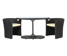 Rattan4Life 3-teilig Den Haag Deluxe Polyrattan Gartenmöbel Set, Sofa / Lounge / Gartengarnitur / Kissenbezug, schwarz / braun / beige