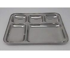 SYMAK K0815-02 Tablett aus Edelstahl, rechteckig, 5 Fächer, Weiß