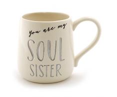 Enesco Kaffeetasse mit Gravur Our Name Is MudBff Seelenschwester (Soul Sister) 16 oz grau