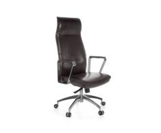 AMSTYLE Bürostuhl Verona Bezug Echtleder Braun Schreibtischstuhl XXL 120kg Synchronmechanik Chefsessel Wippfunktion höhenverstellbar hohe Rückenlehne Kopfstütze Drehstuhl mit Armlehnen Hartbodenrollen