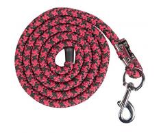 HKM SPORTS EQUIPMENT Little Sister Strick -Piccola- mit Karabinerhaken, pink/Rauchblau/Graphit, 180 cm