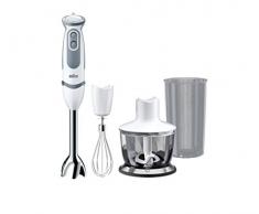 Braun Minipimer 5235 Stabmixer 1000 W, 21 Geschwindigkeitsstufen und Turbo-Funktion, spritzwassergeschützt, Powerbell Plus, 3 Zubehörteile (Stabmixer, 500 ml Zerkleinerer, 600 ml Messbecher) weiß