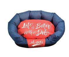 M-PETS Prague Weiches Bett aus Stoff mit abnehmbarem Kissen