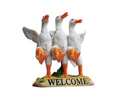 Design Toscano Tanzende Enten Willkommensschild Gartenstatue, Polyresin, Vollfarbe, 28 cm