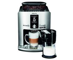 Krups Kaffeemühle für Espressobohnen, mit Milchaufschäumer, Topf aus Edelstahl, Kaffeemaschine, Kaffeebohnen Professionell silberfarben