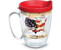 Tervis 1263794 Isolierbecher mit Wicklung und rotem Deckel, 453 ml, transparent Roter Deckel 16 oz farblos