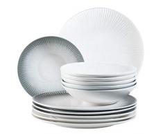 MÄSER 931538 Dalia Tafelservice für 6 Personen aus hochwertigem Hotelporzellan, 12-teiliges Teller Set in Vintage Design, Porzellan