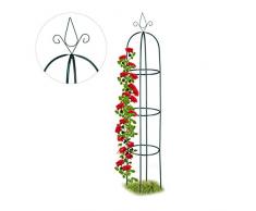 Relaxdays, dunkelgrün Rankhilfe, rund, freistehend, Rosen, Tomaten, Wein, Garten, wetterfest, XL Rankobelisk, H: 200 cm