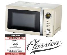 Melissa 16330108 Classico Mikrowelle Mikrowellenofen Retro-Design Metall-Gehäuse, 20 Liter Garraum, 700 Watt Mikrowellenleistung, Timer, 5 Leistungsstufen, Creme