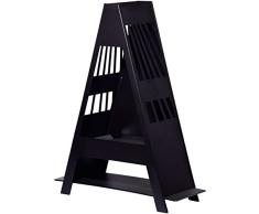 dobar Gartenofen, Gartenkamin, Design XL, A-förmiger großer Terrassenofen mit Stauraum für Kaminholz, Feuerstelle Stahl pulverbeschichtet, schwarz, 88x35x116 cm, 35534