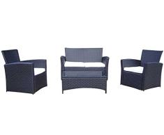 Baidani Gartenmöbel-Sets 10d00008.00001 Designer Garnitur Breeze, 1 Tisch mit Glasplatte, 2-er-Sofa, 2 Sessel, schwarz