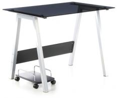hjh OFFICE 673925 Computertisch DELPHI silber schwarzglas, ideal für Home Office und Büro, robuste langlebige Glasfläche, solider Computertisch, Schreibtisch, Büroschreibtisch, Jugendschreibtisch