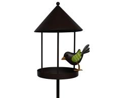 Dehner Natura Wildvogel-Futterspender Beatha mit Erdspieß, Ø 14 cm, Höhe 142 cm, Metall, braun