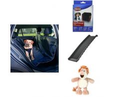 Trixie 13472 Auto-Schondecke, schwarz + Trixie Reise Schüssel, 1,8 Liter + Trixie 3939 Klapp-Rampe + Trixie 35813 Löwe