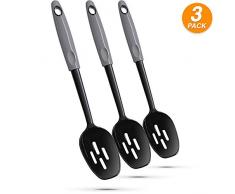 Ram Pro Schlitzlöffel für Kochen Küchenhelfer aus hitzebeständigem Nylon mit ergonomischem Griff ideal zum Mischen und Servieren grau