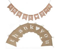 Lasenersm Sackleinen-Banner mit AufschriftThank You mit Herz-Motiv, bedruckt, Jute Banner für DIY Dekoration rustikale Hochzeit Verlobung Geburtstag Party Küche und Schlafzimmer
