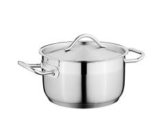 Berghoff Hotel Line Kochtopf mit Deckel, Topf, Henkeltopf, Edelstahl 18-10, Silber, 18cm