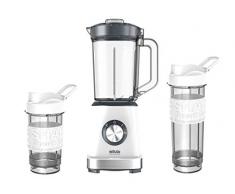 Silva Homeline SM 2500 23.000 U/min, inkl. Sport-Trinkflaschen 400 ml + 570 ml, BPA-Free Smoothie Maker, 500 W, Freier Kunststoff, Edelstahl, 1.2 liters, weiß/anthranzit