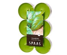 Ivyline s0392120303 Citronella Teelichter 12 Maxi Citronella & Basilikum – Fresh, Grün