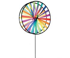 HQ Windspiration 100869 Magic Wheel Giant Duett Rainbow, UV-beständiges und wetterfestes Windspiel, inkl. Standstab und Bodenanker, Giant Duett Rainbow, Höhe: 138 cm, Tiefe: 28 cm, Ã˜: 63 cm