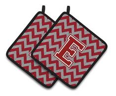 Carolines Treasures CJ1050-APTHD Topflappen, Buchstabe A, Chevron, Schwarz/Gold, 1 Paar Buchstabe E 7.5HX7.5W Chevron – Kastanienbraun und Weiß