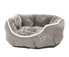Dehner Hunde- und Katzenbett Sammy, oval, ca. 57 x 52 x 14 cm, Polyester, grau
