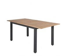 Chicreat Ausziehtisch, Tischplatte aus FSC-zertifiziertem Akazienholz, Aluminiumgestell, 180-240 x 90 x 74-76,5 cm