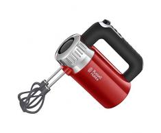 Russell Hobbs Handmixer Retro Ribbon rot, 500W, 4 Geschwindigkeitsstufen plus Turbofunktion, 2 Helix-Rührbesen aus glasfaserverstärktem Nylon, 2 Knethaken, Handrührer 25200-56