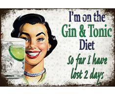 Schatzmix Gin & Tonic Diet - so far i Have Lost 2 Days lustige Metal Sign deko Sign Garten Blech