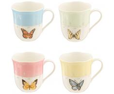 BM Pastell Schmetterling Tassen, 4er-Set weiß