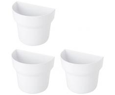 Vigar 8977 Blumentopf, Weiß, 13 x 8,5 x 11,5 cm, 3 Stück