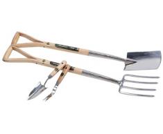 Draper Expert 89903 Set aus Grabegabel und Spaten aus Edelstahl mit FSC-zertifizierten Eschenholzgriffen und gratis Umtopfkelle und Unkrautjäter