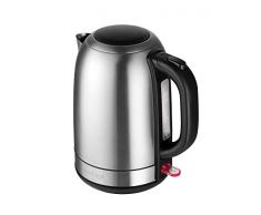 CONCEPT Hausgeräte Wasserkocher RK3240 mit 1,7 Liter Fassungsvermögen-360° rotierbar mit Wasserstandsanzeige, mit Filter, Exklusives Design, Edelstahl -silber/schwarz