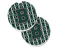 Caroline s Treasures Buchstabe B Fußball grün & weiß Set von 2 Tasse Halterung Auto Untersetzer cj1071-bcarc, 2,56, multicolor