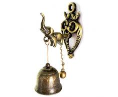 Gladworts Vintage-Metall-Türklingel, Retro/klassisch, magnetisch, Windspiel, Dekoration für Geschäfte, Wand, Tür, Ornamente für Innen- und Außenbereich Antik elefant