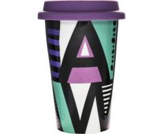 Sagaform SA5016545 Away Becher Take mit Silikondeckel, Porzellan, mehrfarbig