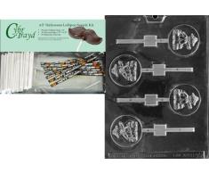 Cybrtrayd 45StK50H-H055 Scarecrow Lolly Halloween Schokoladenform mit Lollipop Supply Kit